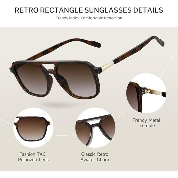 Retro Aviator Sunglasses for Women Men Polarized UV Protection Trendy Vintage main image 4